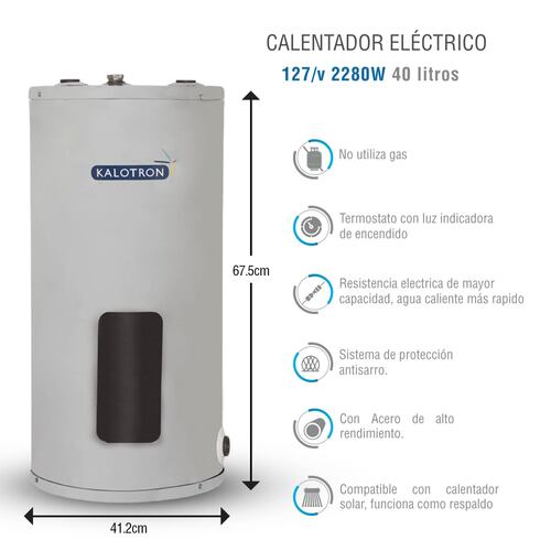 Calentador electrico 40l para 1 regadera 127v 2280w kalotron 