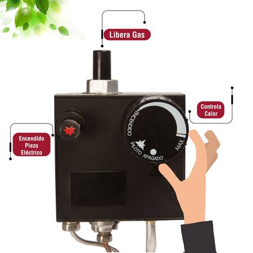 BOILER DE PASO GAS NATURAL 7.8L 2.5 SERVICIOS ENCENDIDO PIEZOELECTRICO GUARDIAN CON SOPORTE 