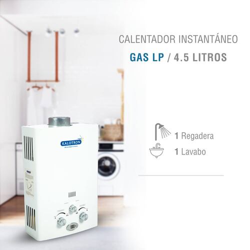 Calentador instantaneo gas lp 4.5lts 1 servicio kalotron ingusa 