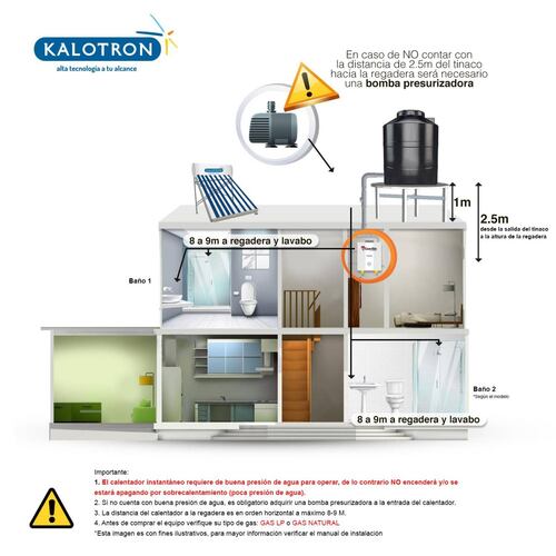 Calentador instantaneo gas lp 4.5lts 1 servicio kalotron ingusa 