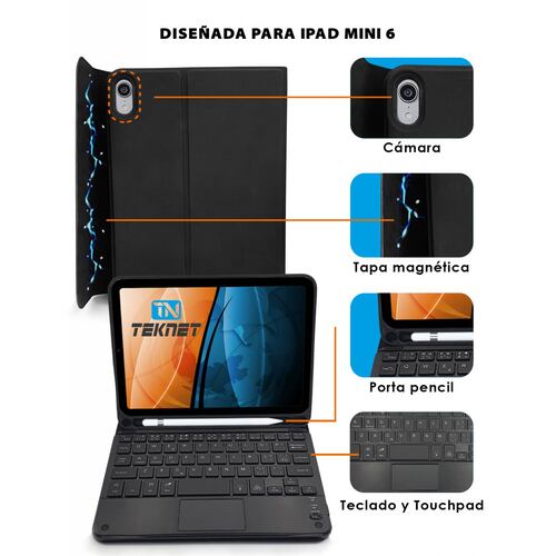 Teclado Teknet Funda Bluetooth Para iPad Mini 7 Mini 6 2021 83