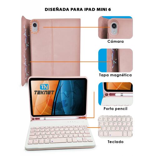 Teclado Teknet Funda Bluetooth Para iPad Mini 7 Mini 6 2021 83