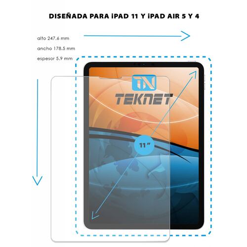 Protector Pantalla Vidrio Templado TEKNET para iPad Pro 11 + aplicador