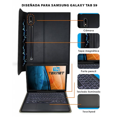 Funda Teclado TouchPad Para Samsung Galaxy Tab S9 X710 11 Pulg  S9 FE S10 FE