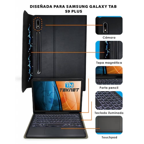 Funda Teclado TouchPad Para Samsung Galaxy Tab S9+ X810 S9 FE+