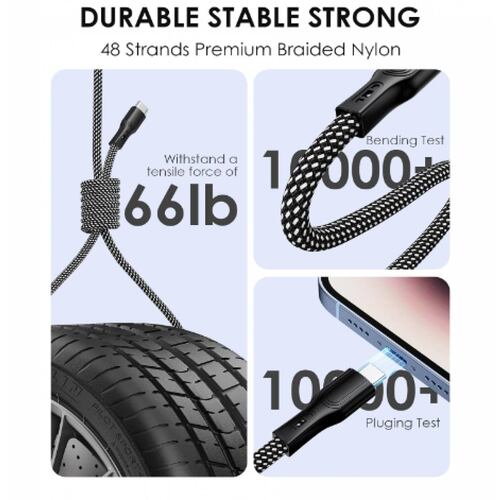 Cable de Carga Magnético Tipo C a C 240W de 8 núcleos 1 M