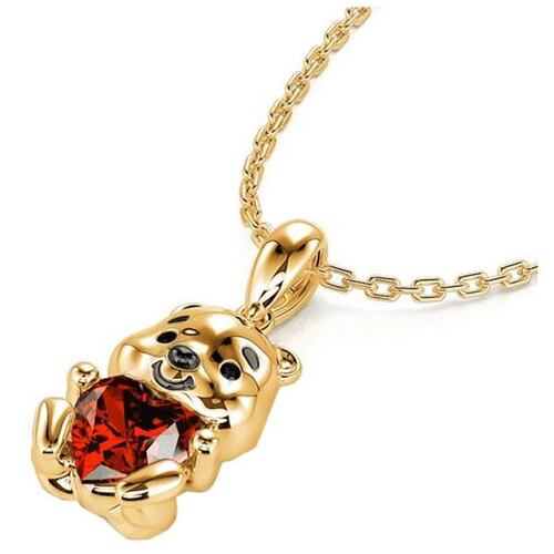 Cadenas y Dijes de Ositos MXBRK-001-5 1 Pza Collar OsoCorazón DoradoRojo Metal, BearNeck01