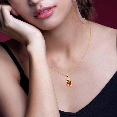 Cadenas y Dijes de Ositos MXBRK-001-5 1 Pza Collar OsoCorazón DoradoRojo Metal, BearNeck01