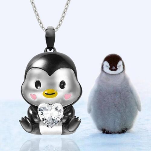 Cadena y Dije de Pinguino MXGUI-001-3 1Pza Pinguino Negro Metal Cadena y Dije, PenguinNeck01