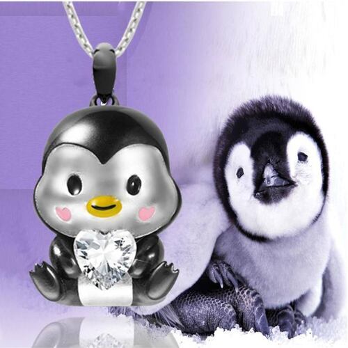 Cadena y Dije de Pinguino MXGUI-001-3 1Pza Pinguino Negro Metal Cadena y Dije, PenguinNeck01