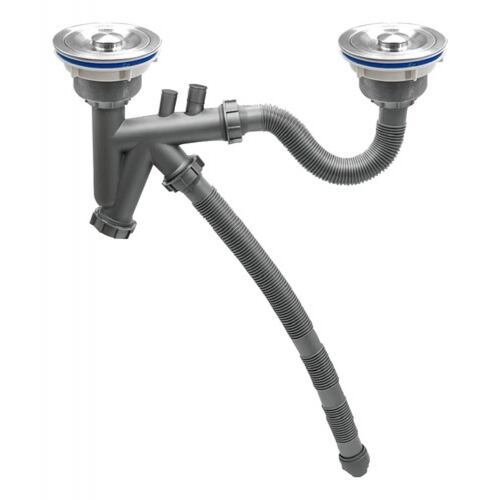 Fregadero De Cocina, Tarja Doble Acero Inox. incluye contra canastas, cespol, accesorios y tabla para cortar de regalo