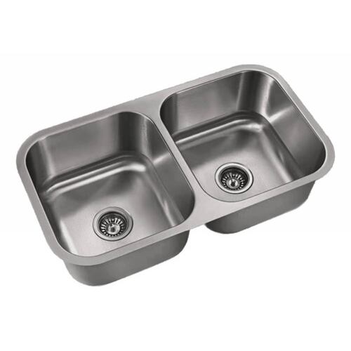 Fregadero De Cocina, Tarja Doble Acero Inox. incluye contra canastas, cespol, accesorios y tabla para cortar de regalo