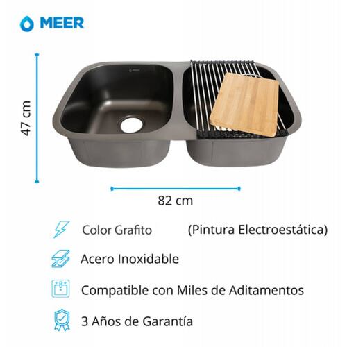 Fregadero de Cocina (Submontar) con Kit de Instalación y Regalos.