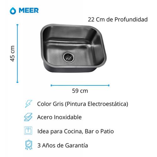 Tarja Sencilla Acero Inoxidable + Mezcladora Flexible Negra