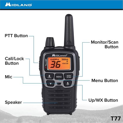 Radios 2 Vias Midland T77vp5 61km (38km) Con Estuche