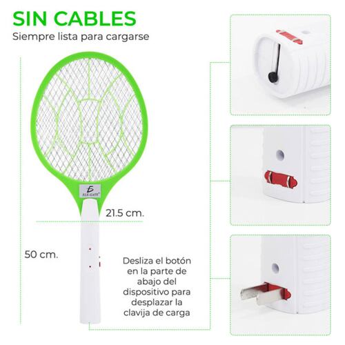 Raqueta Mata Mosquitos Lámpara Led Recargable Electrica Elegate