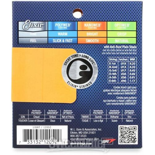 Cuerdas Elixir 12052 Polyweb Guitarra Eléctrica 10-46 