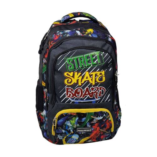 MOCHILA ESCOLAR TRAVEL REPUBLIC SKATE BOARD TR001-3 AMARILLO 