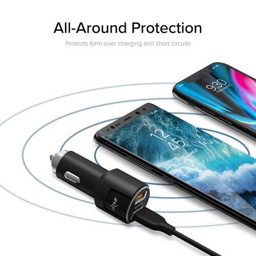 Cargador Auto Plug In doble USB ZIZO F5 Quickcharge 3.0 SIN CABLE 