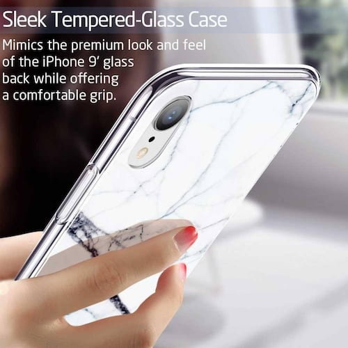 Funda ESR Mimic Cristal para iPhone XR Marmol Blanco 