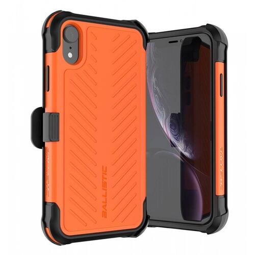 . Funda BALLISTIC TJ Maxx para iPhone XR - Naranja protector uso rudo con clip y mica 