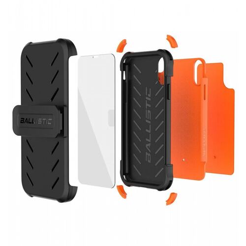 . Funda BALLISTIC TJ Maxx para iPhone XR - Naranja protector uso rudo con clip y mica 