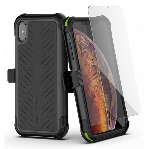 Funda BALLISTIC TJ Maxx para iPhone X y Xs - Negro protector uso rudo con clip y mica 