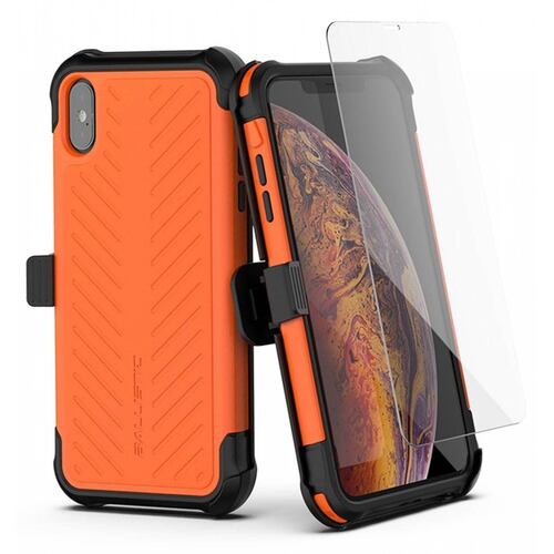 Funda BALLISTIC TJ Maxx para iPhone X y Xs - Naranja protector uso rudo con clip y mica 