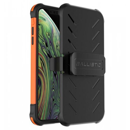 Funda BALLISTIC TJ Maxx para iPhone X y Xs - Naranja protector uso rudo con clip y mica 