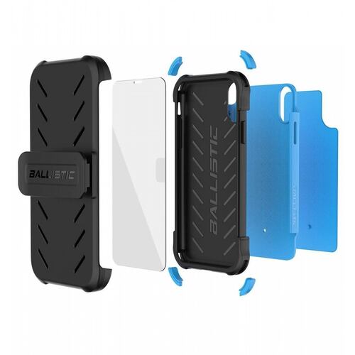 . Funda BALLISTIC TJ Maxx para iPhone Xs MAX - Azul protector uso rudo con clip y mica 