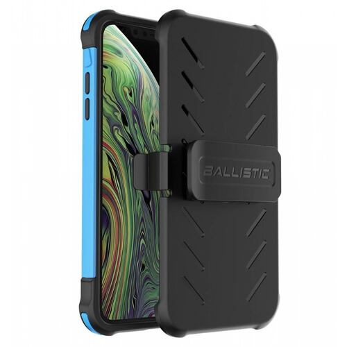 . Funda BALLISTIC TJ Maxx para iPhone Xs MAX - Azul protector uso rudo con clip y mica 