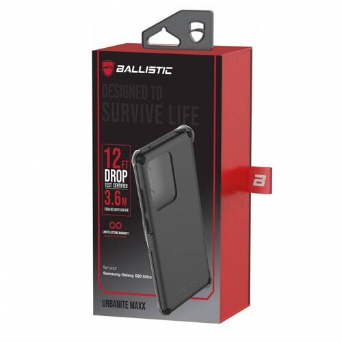 . Funda BALLISTIC Urbanite Maxx para Samsung S20 ULTRA Negro protector uso rudo con clip 