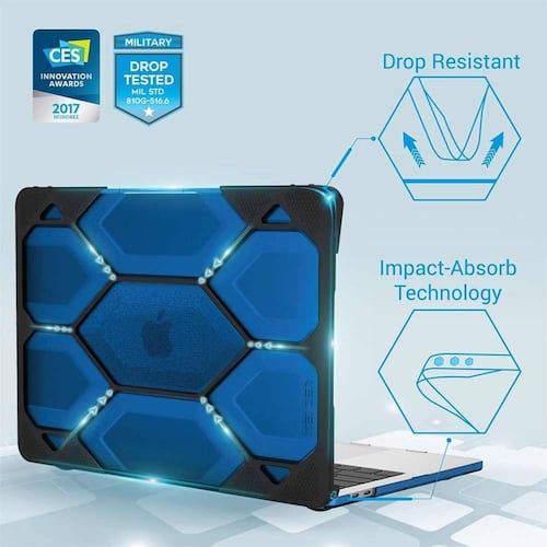 Funda IBENZER HexPact Apple MacBook PRO 13 Touchbar Az A2159 A1706 A1708 A1989  Azul Negro 