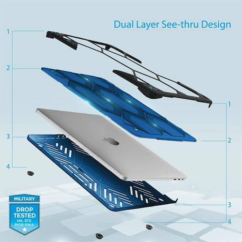Funda IBENZER HexPact Apple MacBook PRO 13 Touchbar Az A2159 A1706 A1708 A1989  Azul Negro 