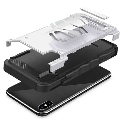 . Funda ZIZO Electro compatible para iPhone Xs iPhone X Plata con mica cristal 