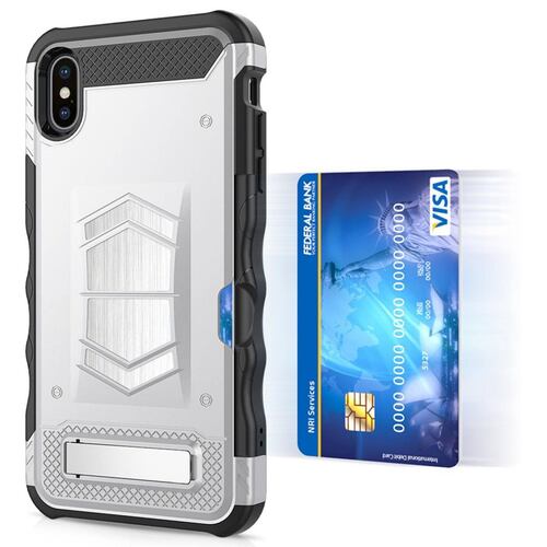 . Funda ZIZO Electro compatible para iPhone Xs iPhone X Plata con mica cristal 