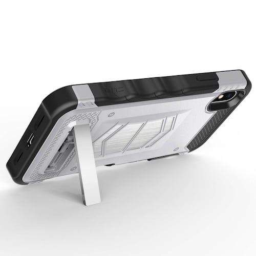 . Funda ZIZO Electro compatible para iPhone Xs iPhone X Plata con mica cristal 