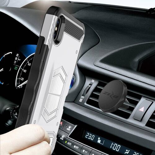 . Funda ZIZO Electro compatible para iPhone Xs iPhone X Plata con mica cristal 