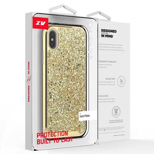 . Funda ZIZO Diamond compatible para iPhone Xs Brillos Oro 