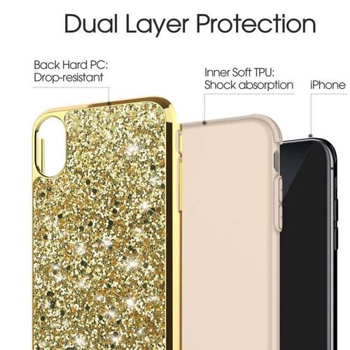 . Funda ZIZO Diamond compatible para iPhone Xs Brillos Oro 