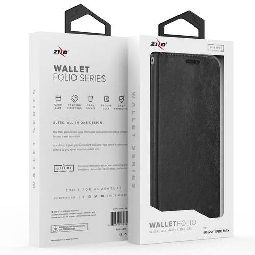 . Funda ZIZO Wallet cartera para iPhone 11 PRO MAX Negra 
