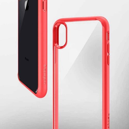 Funda SPIGEN para iPhone X y Xs Ultra Hybrid Transparente Rojo 