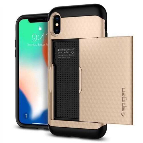 Funda SPIGEN para iPhone X y Xs Crystal Wallet Dorado 