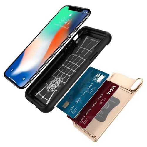 Funda SPIGEN para iPhone X y Xs Crystal Wallet Dorado 
