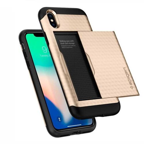 Funda SPIGEN para iPhone X y Xs Crystal Wallet Dorado 