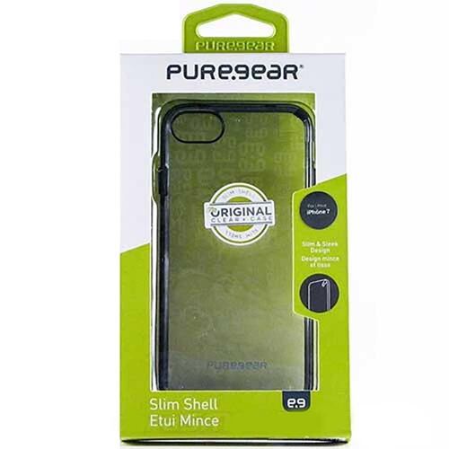 . Funda PUREGEAR Slimshell para iPhone SE iphone 8 y 7 Transp borde Negro 