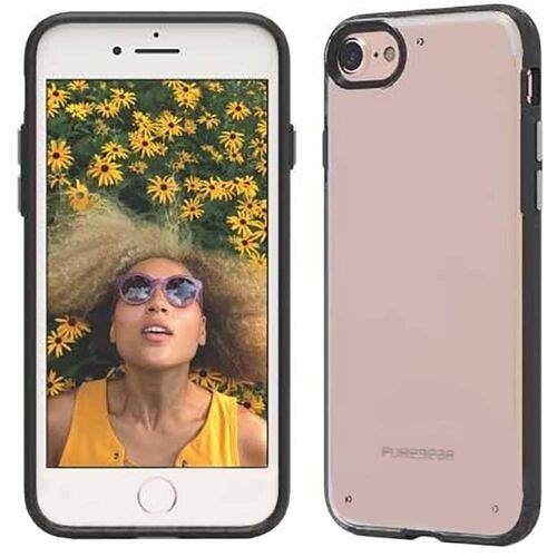 . Funda PUREGEAR Slimshell para iPhone SE iphone 8 y 7 Transp borde Negro 