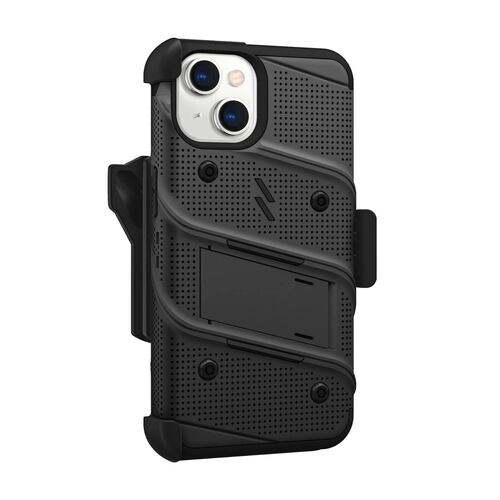 Funda ZIZO Bolt para iPhone 14 Negro con clip y mica de pantalla 