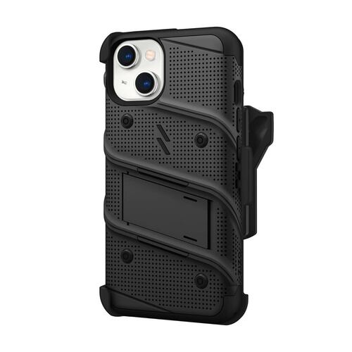 Funda ZIZO Bolt para iPhone 14 Negro con clip y mica de pantalla 