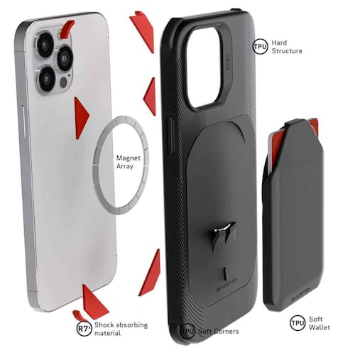 . Funda GHOSTEK Exec para iPhone 13 PRO MAX Negra con porta tarjetas 